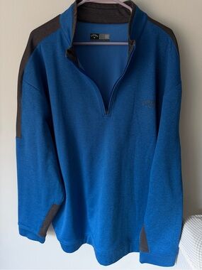 Callaway Men's Royal Blue and Charcoal Quarter-Zip Sweater